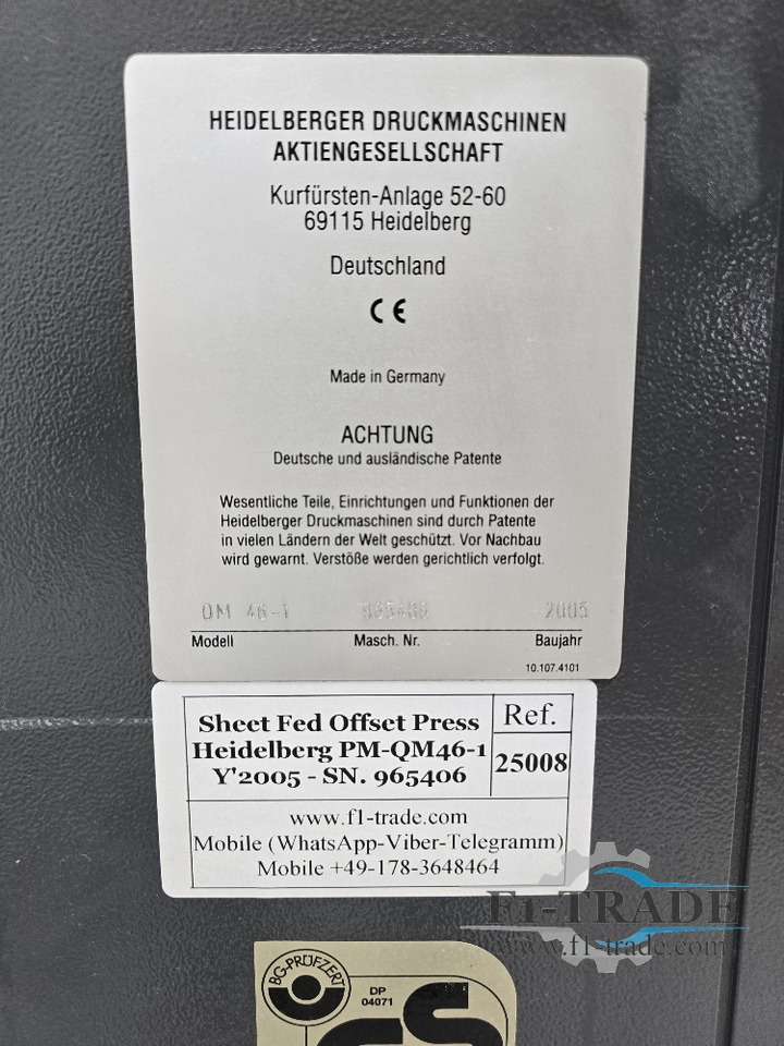 Offset printing machine Heidelberg PM-QM46-1: picture 6