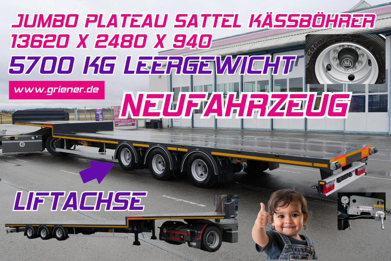 Kässbohrer K.SPJ3 12/27 / JUMBO / BPW / LIFTACHSE 5700 kg - Low loader semi-trailer: picture 1 Kässbohrer K.SPJ3 12/27 / JUMBO / BPW / LIFTACHSE 5700 kg - Low loader semi-trailer: picture 1
