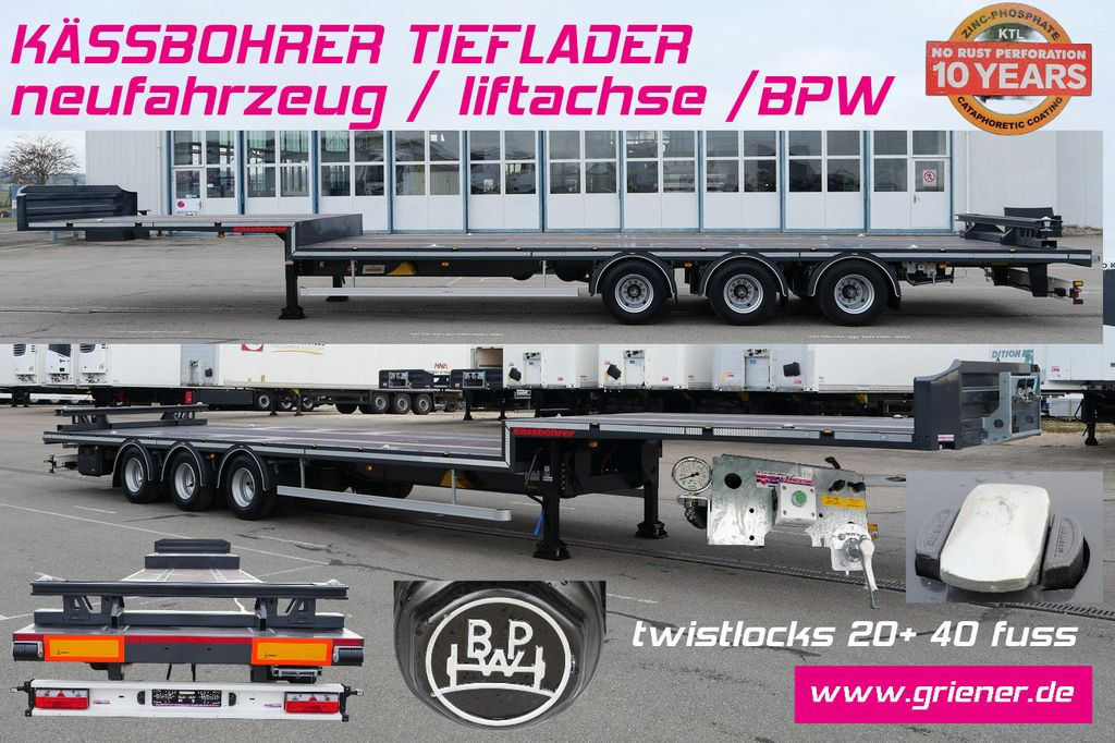 Kässbohrer K.SPJ3 / JUMBO PLATTFORM / BPW /LIFT/ CONTAINER - Low loader semi-trailer: picture 1 Kässbohrer K.SPJ3 / JUMBO PLATTFORM / BPW /LIFT/ CONTAINER - Low loader semi-trailer: picture 1
