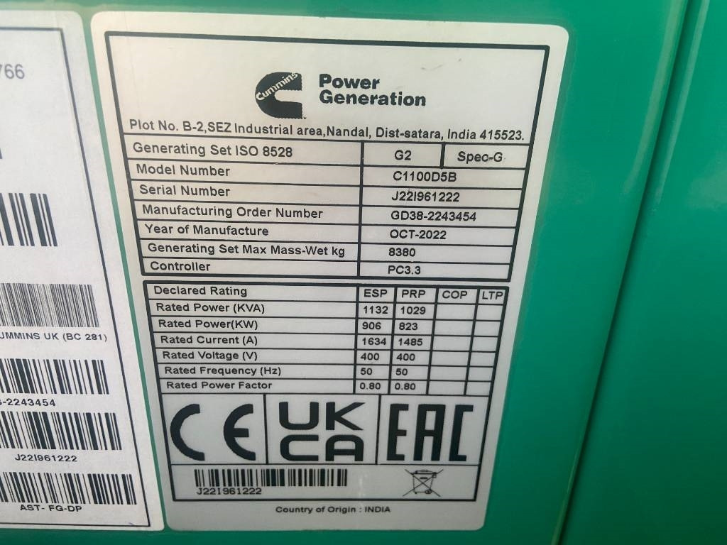 Cummins C1100D5B - 1.100 kVA Open Generator - DPX-18531-O - Generator set: picture 4 Cummins C1100D5B - 1.100 kVA Open Generator - DPX-18531-O - Generator set: picture 4