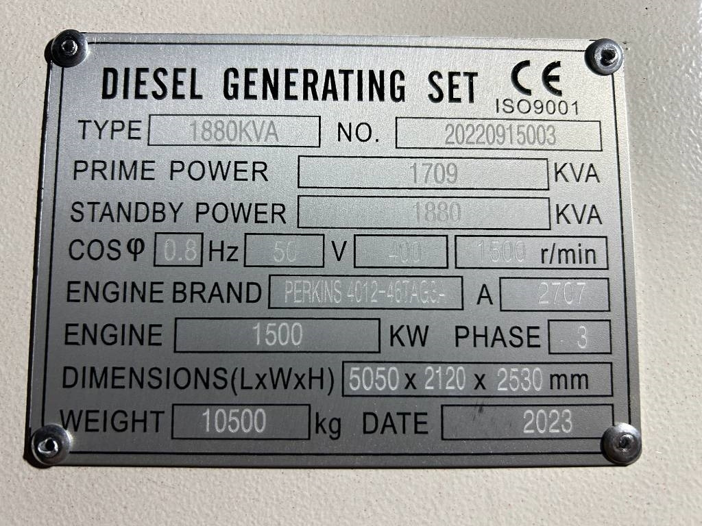 Perkins 4012-46TAG3A - 1.880 kVA Generator - DPX-19824-O - Generator set: picture 4 Perkins 4012-46TAG3A - 1.880 kVA Generator - DPX-19824-O - Generator set: picture 4