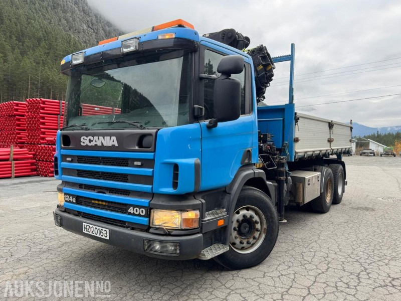 1997 Scania P124 400 kranbil med 3-veis tipp og klype - Crane truck: picture 2 1997 Scania P124 400 kranbil med 3-veis tipp og klype - Crane truck: picture 2