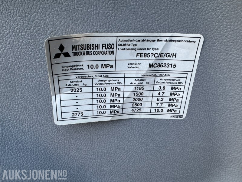 Crane truck 2008 Fuso Canter 7C18 - kranbil med 3-veis tipp - Atlas AK601.3 kran - EU-godkjent til 05/2026: picture 34 Crane truck 2008 Fuso Canter 7C18 - kranbil med 3-veis tipp - Atlas AK601.3 kran - EU-godkjent til 05/2026: picture 34