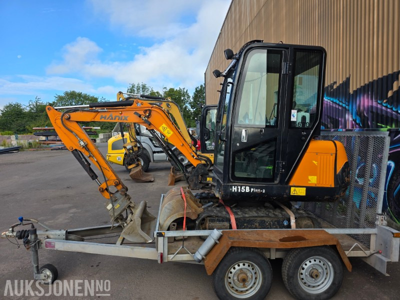 Hanix H15B plus-2 minigraver + BM Maskinhenger - Skuff - Graveskuff - Smalskuff - Belteforskyver - Mini excavator: picture 2 Hanix H15B plus-2 minigraver + BM Maskinhenger - Skuff - Graveskuff - Smalskuff - Belteforskyver - Mini excavator: picture 2