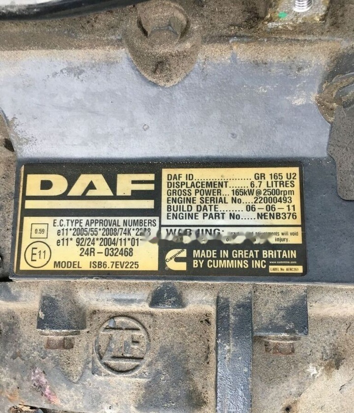 DAF GR165 U2 DAF Lf45 - Engine for Truck: picture 1 DAF GR165 U2 DAF Lf45 - Engine for Truck: picture 1