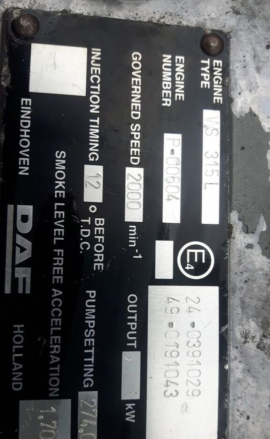 DAF WS 315 L DAF truck - Engine for Truck: picture 5 DAF WS 315 L DAF truck - Engine for Truck: picture 5