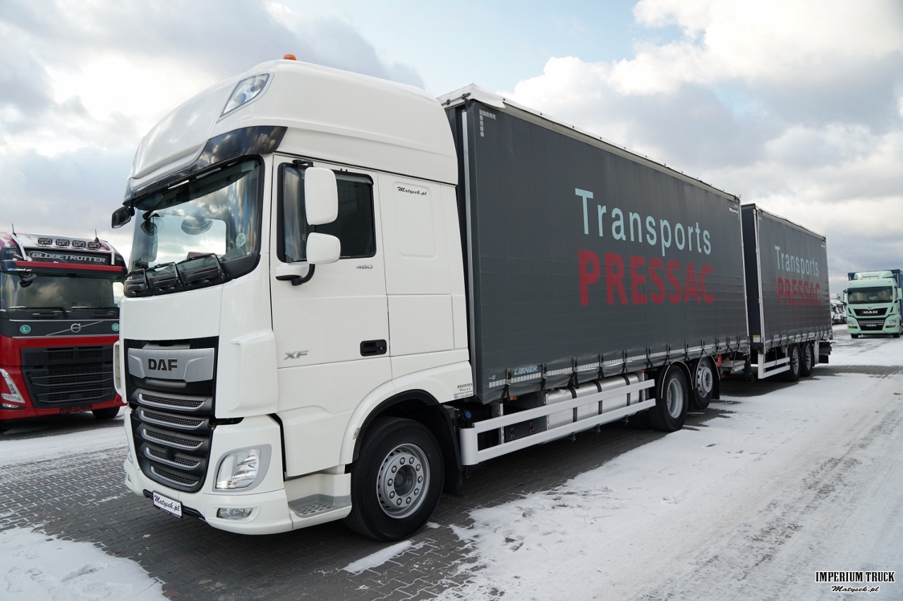 DAF XF 480 / ZESTAW TANDEM / 120 M3 / PRZEJAZDOWY / OŚ PODNOSZONA / OŚ SKRĘTNA / PODŁOGA SZYNA DESKA / WINDA DHOLLANDIA / KLIMA POSTOJOWA / + PRZYCZEPA LECITRAILER / OSIE SAF - Curtainsider truck: picture 2 DAF XF 480 / ZESTAW TANDEM / 120 M3 / PRZEJAZDOWY / OŚ PODNOSZONA / OŚ SKRĘTNA / PODŁOGA SZYNA DESKA / WINDA DHOLLANDIA / KLIMA POSTOJOWA / + PRZYCZEPA LECITRAILER / OSIE SAF - Curtainsider truck: picture 2