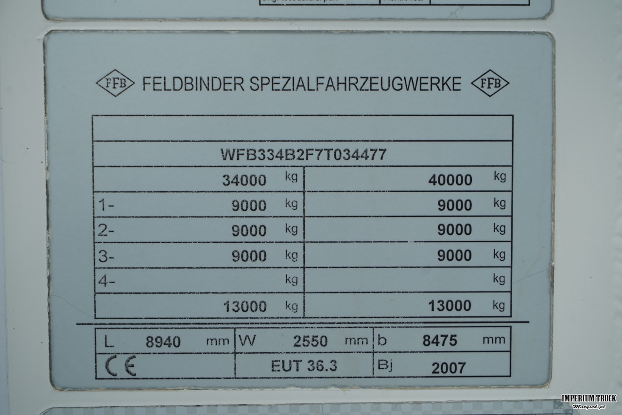 Leasing of  FELDBINDER / CEMENTONACZEPA / 3 KOMORY / 36 000 L / SILOS / DO MATERIAŁÓW SYPKICH / ALUFELGI FELDBINDER / CEMENTONACZEPA / 3 KOMORY / 36 000 L / SILOS / DO MATERIAŁÓW SYPKICH / ALUFELGI: picture 21