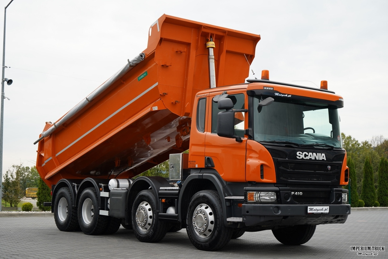 SCANIA P 410 / 8x4 / WYWROTKA TYLNOZSYPOWA / ALUFELGI / OPONY 100% / MANUAL / - Tipper: picture 1 SCANIA P 410 / 8x4 / WYWROTKA TYLNOZSYPOWA / ALUFELGI / OPONY 100% / MANUAL / - Tipper: picture 1