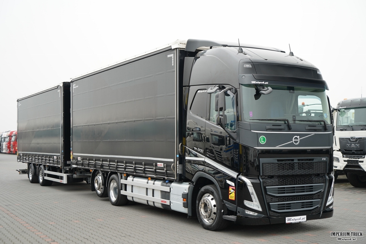 VOLVO FH 500 / XXL / ZESTAW TANDEM PRZEJAZDOWY 120 M3 / 2024 / KLIMATYZACJA POSTOJOWA / ZAWIESIE DOKI DO WÓZKA / OŚ PODNOSZONA / ALUFELGI / PRZYCZEPA WECON / PO KONTRAKCIE SERWISOWYM - Curtainsider truck: picture 1 VOLVO FH 500 / XXL / ZESTAW TANDEM PRZEJAZDOWY 120 M3 / 2024 / KLIMATYZACJA POSTOJOWA / ZAWIESIE DOKI DO WÓZKA / OŚ PODNOSZONA / ALUFELGI / PRZYCZEPA WECON / PO KONTRAKCIE SERWISOWYM - Curtainsider truck: picture 1
