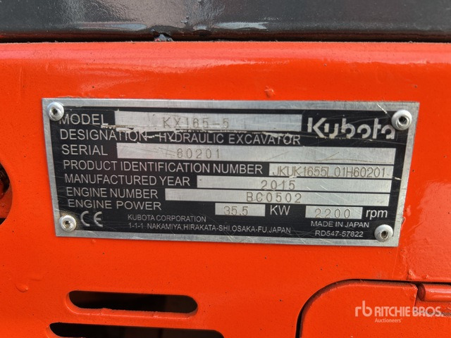 2015 Kubota KX165-5 Mini Excavator: <6.6t - Mini excavator: picture 2 2015 Kubota KX165-5 Mini Excavator: <6.6t - Mini excavator: picture 2
