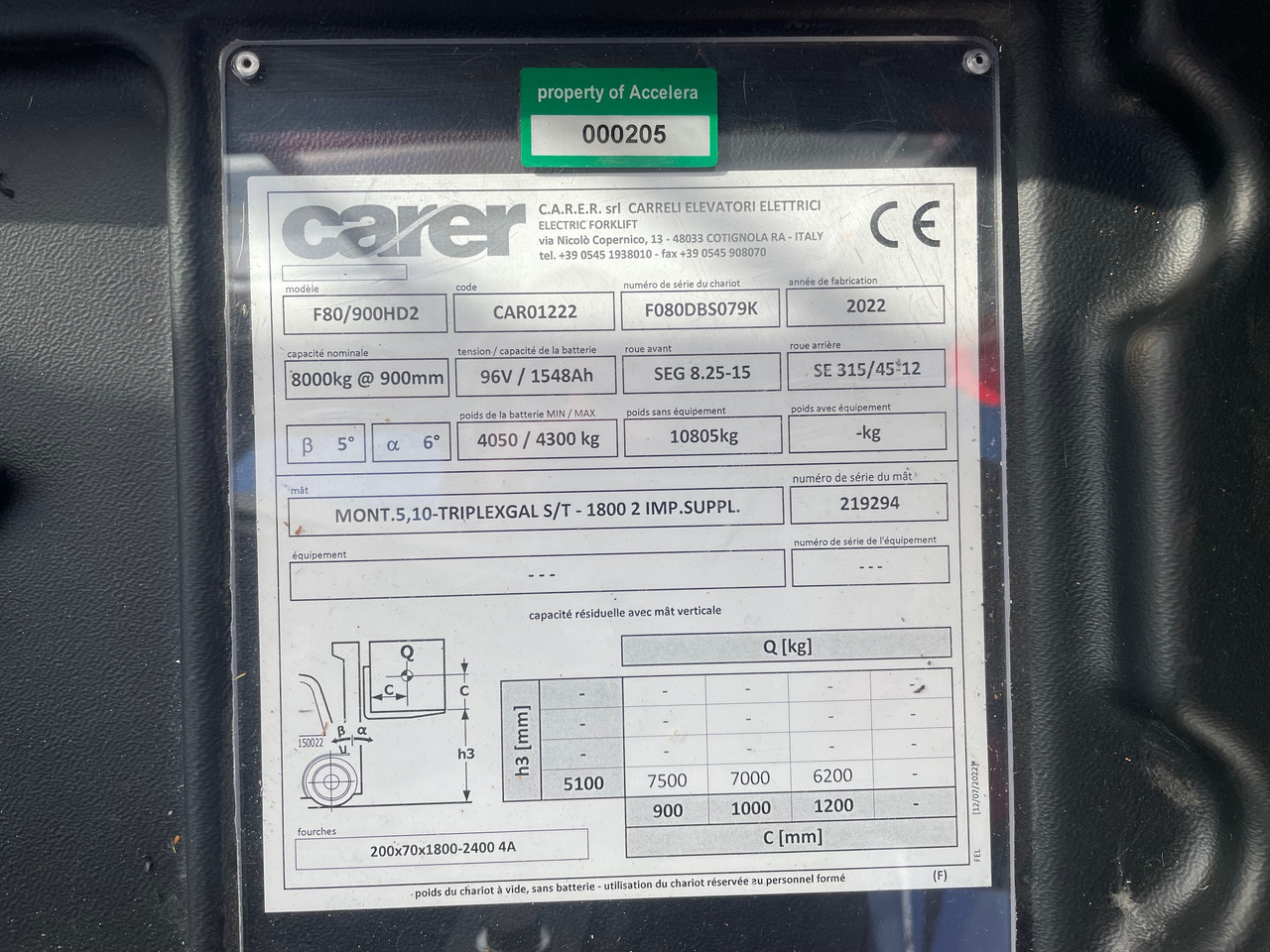 Electric forklift Carer F80/900 HD2 / Neuwertig: picture 6