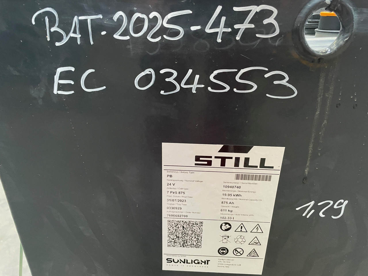 Sunlight 24V   7 PZS 875 - Battery for Material handling equipment: picture 3 Sunlight 24V   7 PZS 875 - Battery for Material handling equipment: picture 3