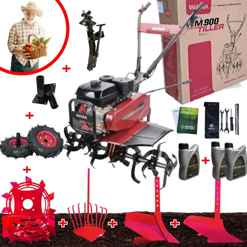 Garden tiller ZESTAW WM900M3 7KM PŁUG OBSYPNIK KOPACZKA KOŁA: picture 1