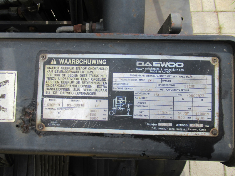 LPG forklift Daewoo G30P-3 Heftruck LPG: picture 14 LPG forklift Daewoo G30P-3 Heftruck LPG: picture 14