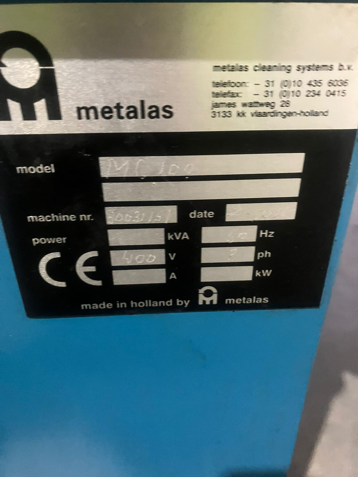 Metalas Metalas Cleaning Systems BV - Tool/ Equipment: picture 4 Metalas Metalas Cleaning Systems BV - Tool/ Equipment: picture 4