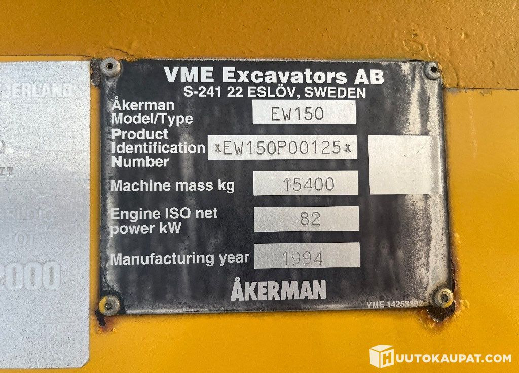Wheel excavator Åkerman EW 150, 1994, 19,060 h Excavator, Ilmajoki: picture 15 Wheel excavator Åkerman EW 150, 1994, 19,060 h Excavator, Ilmajoki: picture 15