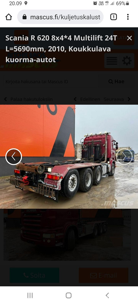 Hook lift truck Scania R620, 2010, Lahti: picture 6 Hook lift truck Scania R620, 2010, Lahti: picture 6