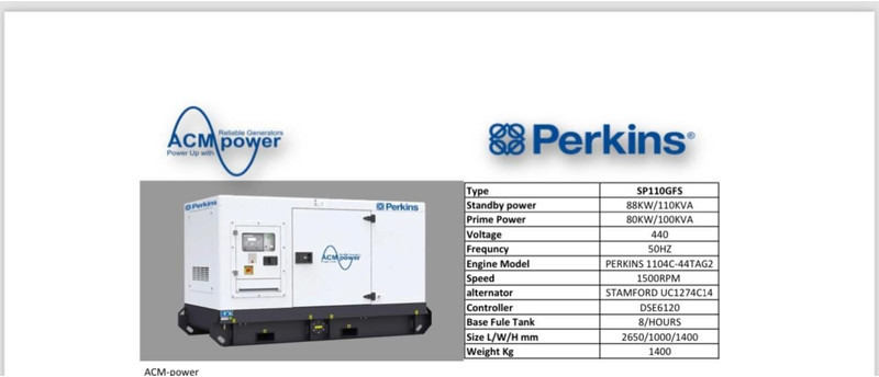Perkins SP110GFS - Generator set: picture 2 Perkins SP110GFS - Generator set: picture 2