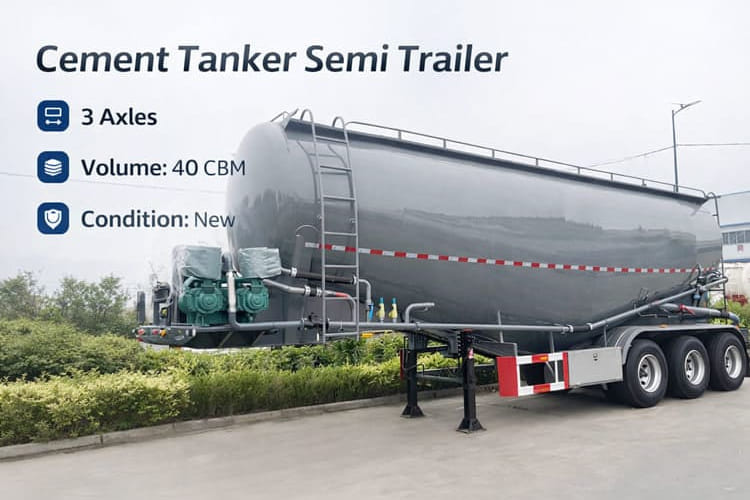 TITAN 3 Axle 40 CBM Powder Cement Tanker Semi Trailer for Sale Specification - Silo semi-trailer: picture 1 TITAN 3 Axle 40 CBM Powder Cement Tanker Semi Trailer for Sale Specification - Silo semi-trailer: picture 1