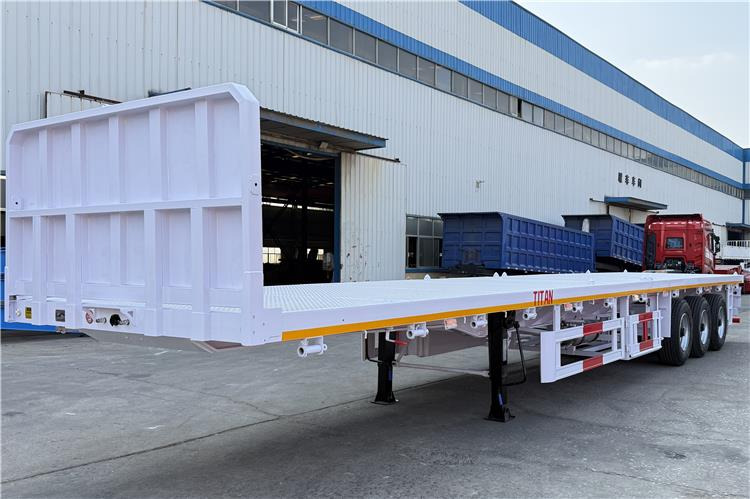 TITAN 3 Axle Flatbed Semi Trailer with Front Wall for Sale In Dominican - Container transporter/ Swap body semi-trailer: picture 2 TITAN 3 Axle Flatbed Semi Trailer with Front Wall for Sale In Dominican - Container transporter/ Swap body semi-trailer: picture 2