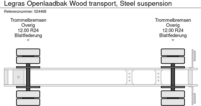 Logging semi-trailer Legras Openlaadbak Wood transport, Steel suspension: picture 11