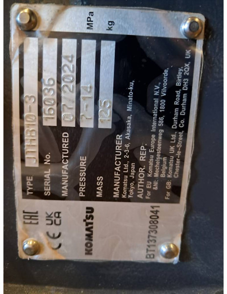 Komatsu JTHB10-3 - Hydraulic hammer for Construction machinery: picture 2 Komatsu JTHB10-3 - Hydraulic hammer for Construction machinery: picture 2