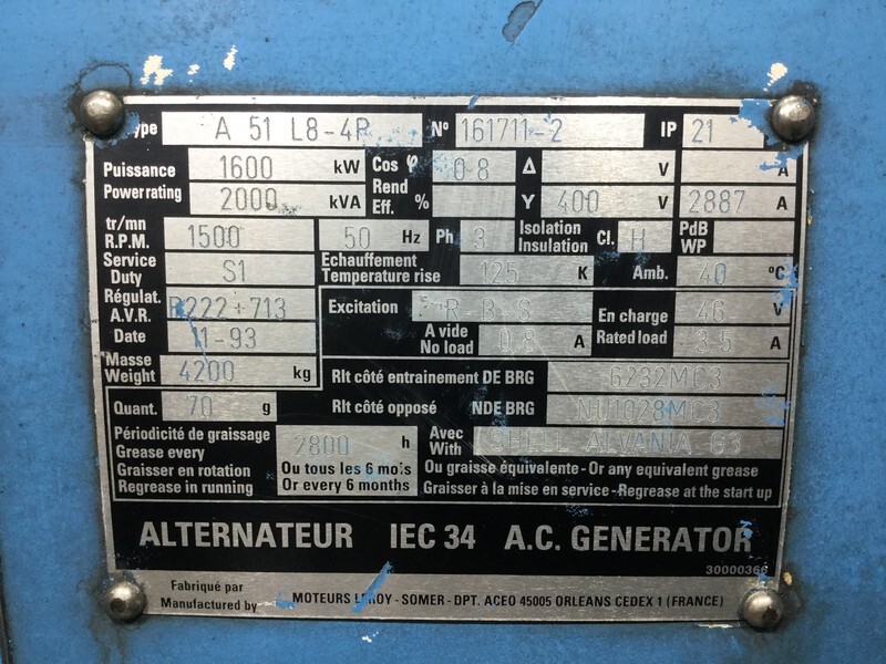 Generator set MTU 16V4000 GENERATOR 2000 KVA FOR PARTS: picture 10