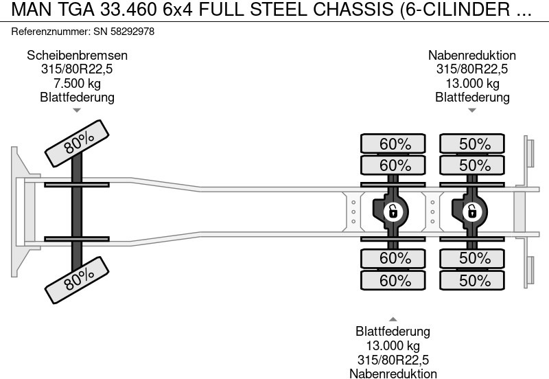Leasing of MAN TGA 33.460 6x4 FULL STEEL CHASSIS (6-CILINDER HEADS) (ZF16 MANUAL GEARBOX / FULL STEEL SUSPENSION / REDUCTIONS AXLES / AIRCONDIT MAN TGA 33.460 6x4 FULL STEEL CHASSIS (6-CILINDER HEADS) (ZF16 MANUAL GEARBOX / FULL STEEL SUSPENSION / REDUCTIONS AXLES / AIRCONDIT: picture 13