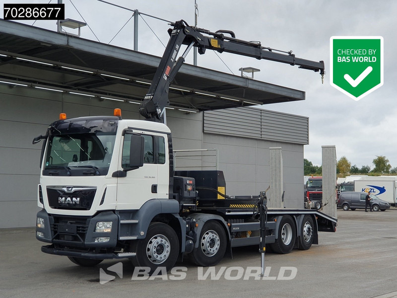 MAN TGS 35.360 8X2 HIAB X-Hiduo 158 BS-3 Crane Lift+lenkasche Machine transporter Euro 6 - Autotransporter truck, Crane truck: picture 1 MAN TGS 35.360 8X2 HIAB X-Hiduo 158 BS-3 Crane Lift+lenkasche Machine transporter Euro 6 - Autotransporter truck, Crane truck: picture 1