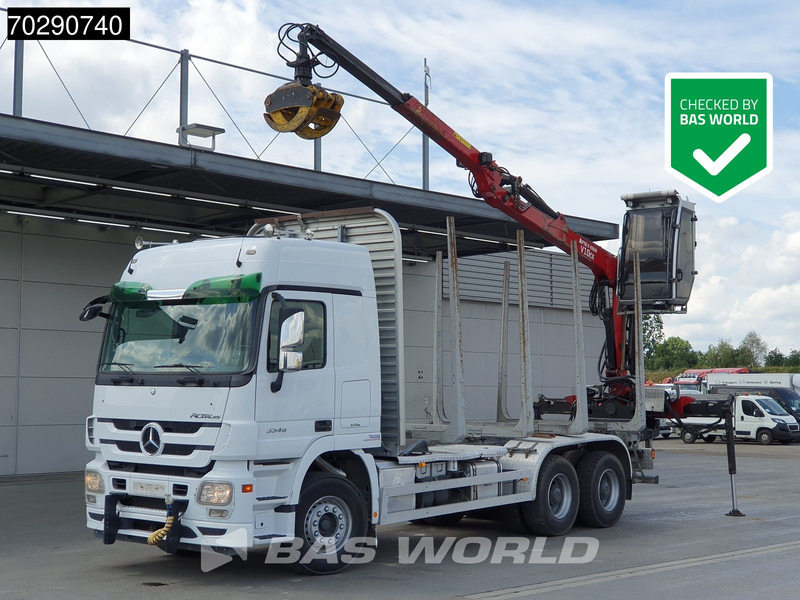 Mercedes-Benz Actros 3346 6X4 Original KM's! Wood Crane Big-Axle Steelsuspension Euro 5 - Logging truck, Crane truck: picture 1 Mercedes-Benz Actros 3346 6X4 Original KM's! Wood Crane Big-Axle Steelsuspension Euro 5 - Logging truck, Crane truck: picture 1