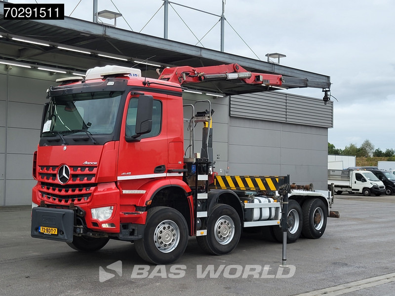 Hook lift truck, Crane truck Mercedes-Benz Arocs 4145 8X4 NL-Truck HMF RCL 5300 Crane Hyva 26-51-S Hooklift Steelsuspension Big-Axle Automatic Euro 6: picture 6