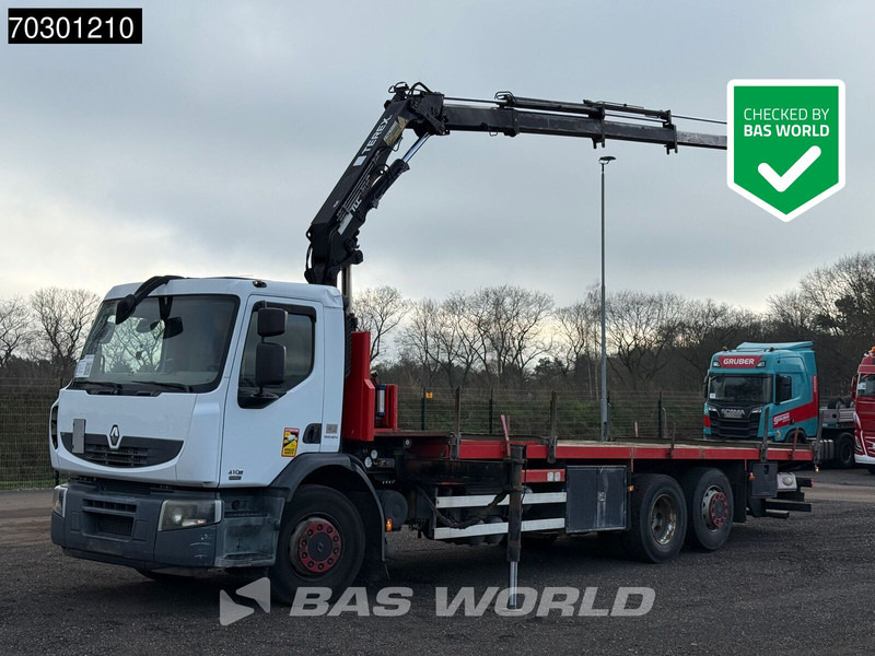 Renault Premium 410 6X2 Terex 120.2E - A3L Kran Crane Lift-Axle Manual Euro 5 - Dropside/ Flatbed truck, Crane truck: picture 1 Renault Premium 410 6X2 Terex 120.2E - A3L Kran Crane Lift-Axle Manual Euro 5 - Dropside/ Flatbed truck, Crane truck: picture 1
