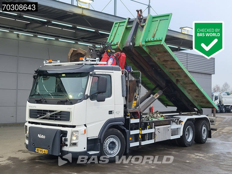 Volvo FM 370 6X2 HMF 1643 Z2 Crane 20tons AJK containersystem Lift+Steering axle Euro 5 - Hook lift truck, Crane truck: picture 1 Volvo FM 370 6X2 HMF 1643 Z2 Crane 20tons AJK containersystem Lift+Steering axle Euro 5 - Hook lift truck, Crane truck: picture 1