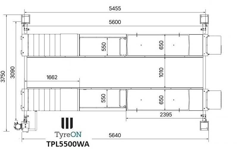 Workshop equipment TPL5500WA 4 post alignment lift - 5.6 meter runways - Fully integrated free wheels lifting system - 5.5T: picture 8