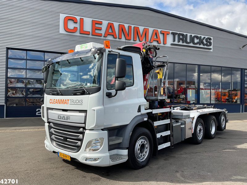 Hook lift truck, Crane truck DAF FAQ CF 400 8x2 Euro 6 HMF 21 Tonmeter laadkraan: picture 6