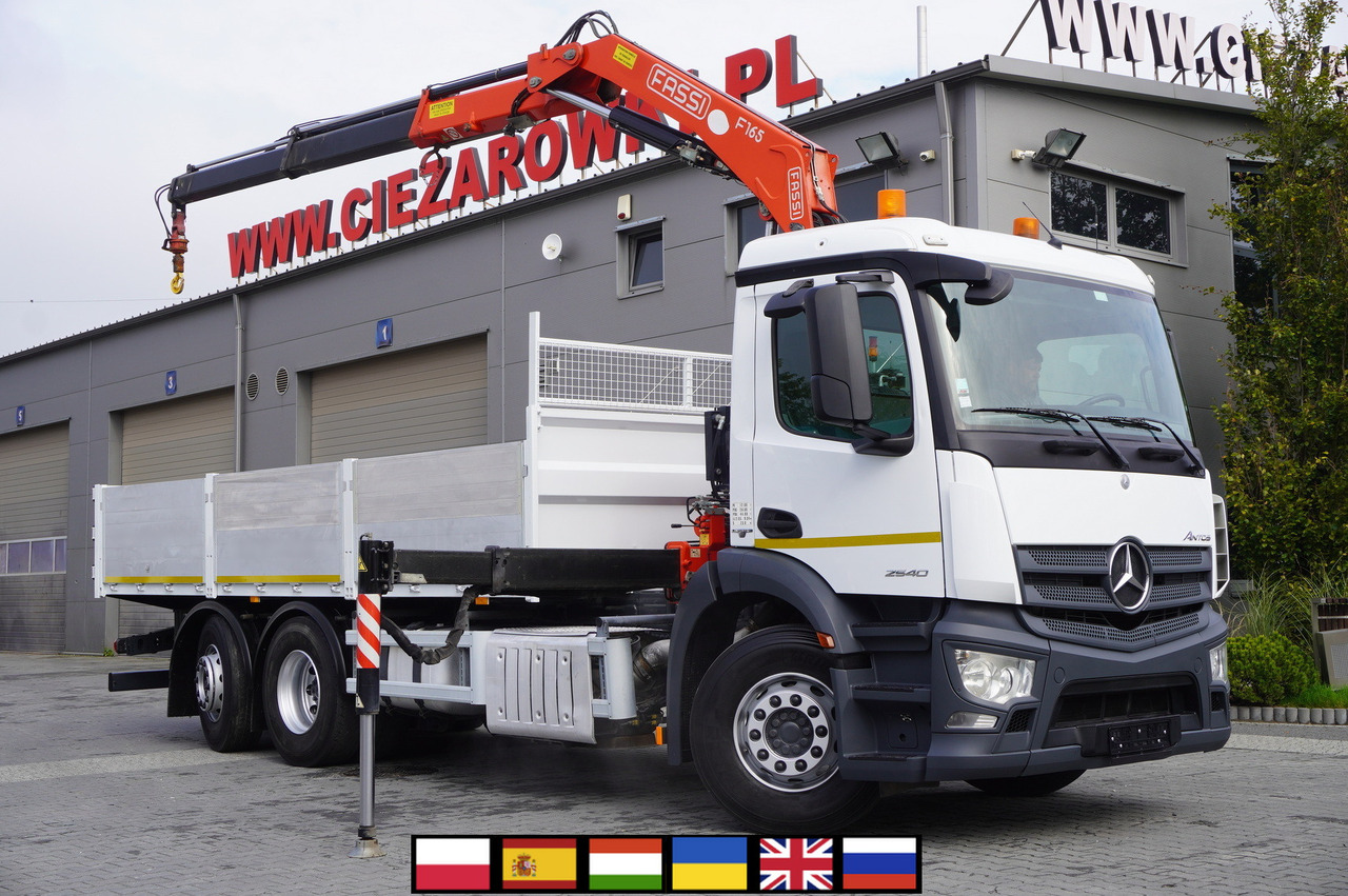 MERCEDES-BENZ Antos 2540 / Flatbed 15 EPAL / Fassi F165 / 6.1 t / 8 m reach / remote control / rotator / 1600 MTH / steered axle - Dropside/ Flatbed truck, Crane truck: picture 1 MERCEDES-BENZ Antos 2540 / Flatbed 15 EPAL / Fassi F165 / 6.1 t / 8 m reach / remote control / rotator / 1600 MTH / steered axle - Dropside/ Flatbed truck, Crane truck: picture 1