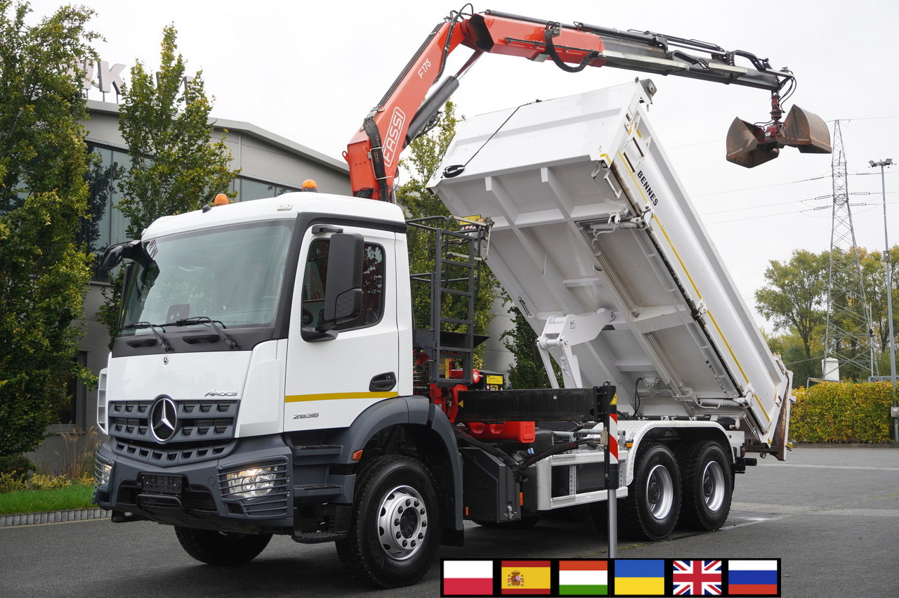 MERCEDES-BENZ Arocs 2636 6x4 / Fassi F175 / 7.7 t / 10 m / 2-side tipper / Bortmatic - Crane truck: picture 1 MERCEDES-BENZ Arocs 2636 6x4 / Fassi F175 / 7.7 t / 10 m / 2-side tipper / Bortmatic - Crane truck: picture 1