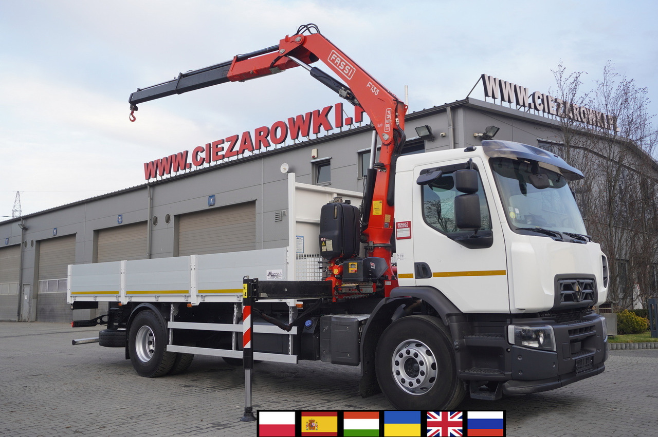 Renault C320 P4x2 E6 / Fassi 5.6 t / Range 8 m / Platform 15 EPAL - Dropside/ Flatbed truck, Crane truck: picture 1 Renault C320 P4x2 E6 / Fassi 5.6 t / Range 8 m / Platform 15 EPAL - Dropside/ Flatbed truck, Crane truck: picture 1