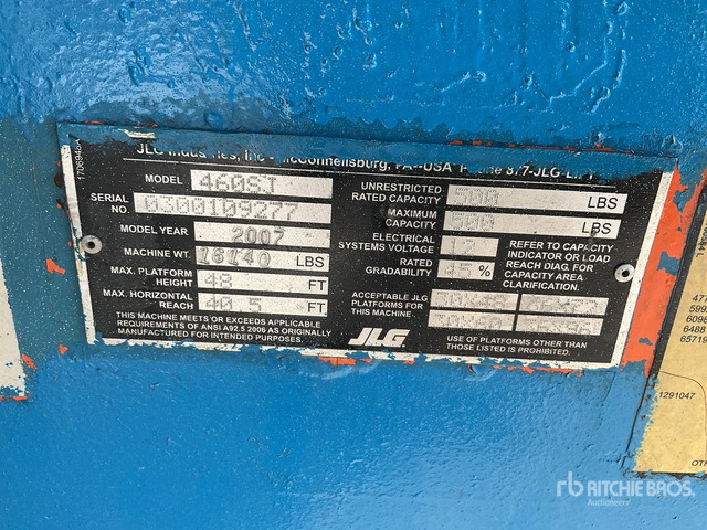 2007 JLG 460SJ 4WD Diesel Telescopic Boom Lift - Telescopic boom: picture 2 2007 JLG 460SJ 4WD Diesel Telescopic Boom Lift - Telescopic boom: picture 2