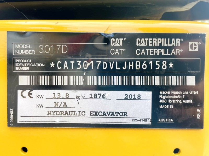 Caterpillar 301.7D (3846) - Mini excavator: picture 3 Caterpillar 301.7D (3846) - Mini excavator: picture 3