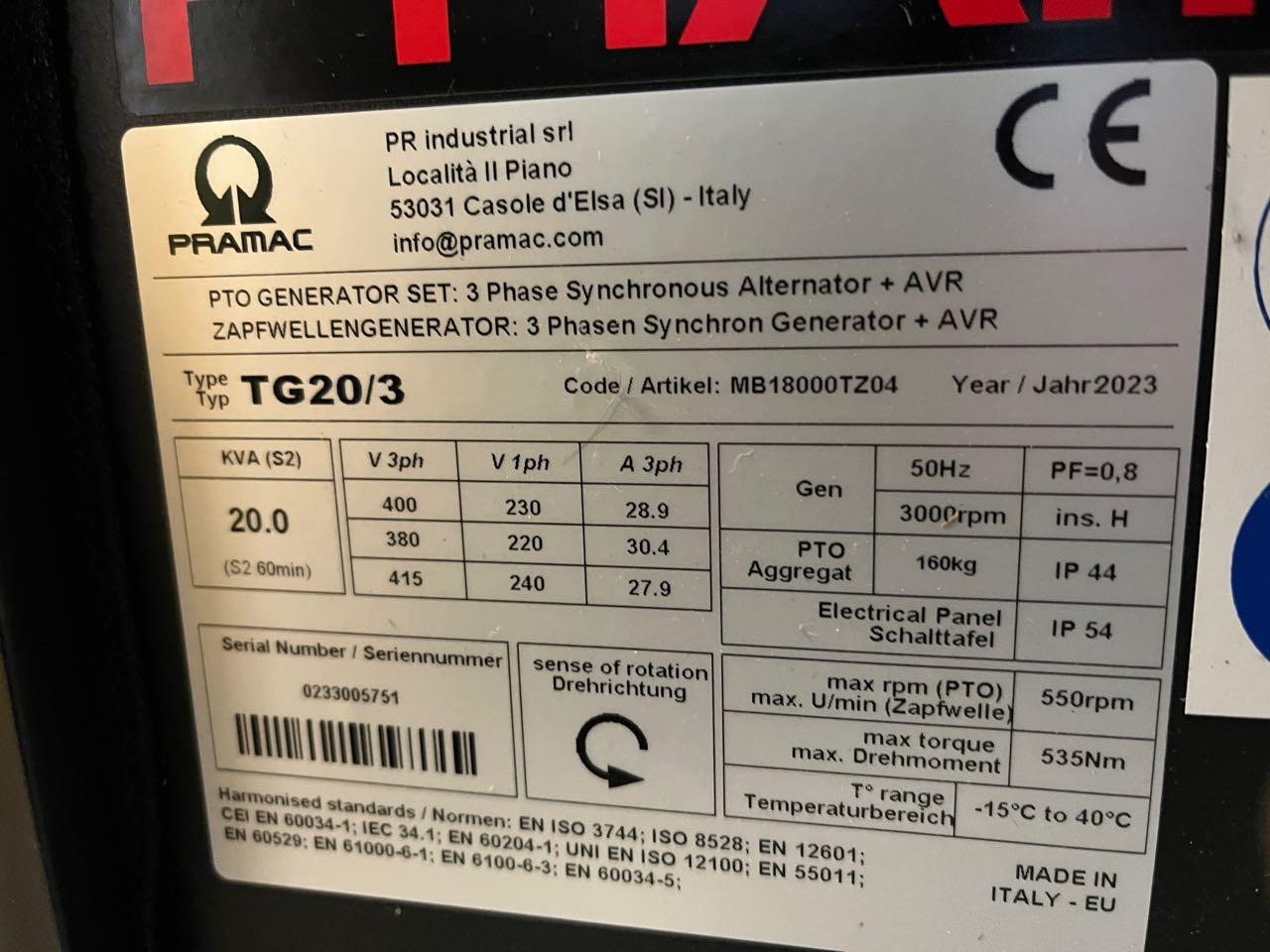 Pramac TG20/3 - Generator set: picture 2 Pramac TG20/3 - Generator set: picture 2