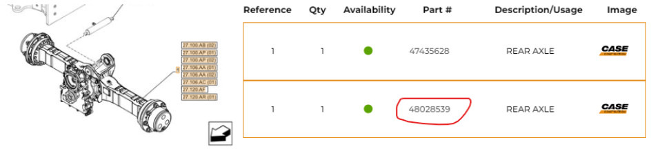 Case 48028539 - 424024 - Rear axle for Construction machinery: picture 1 Case 48028539 - 424024 - Rear axle for Construction machinery: picture 1