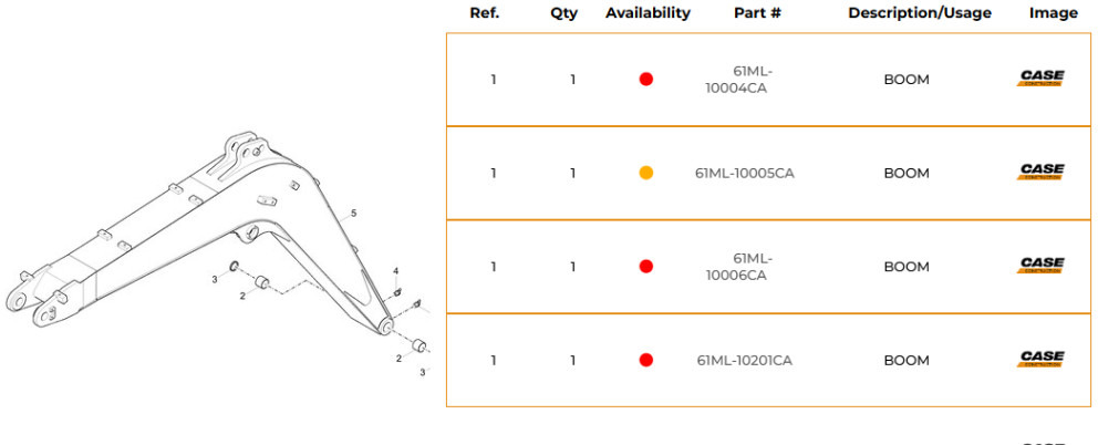 Case 61ML-10005CA - 61ML-10013CA - Boom for Construction machinery: picture 1 Case 61ML-10005CA - 61ML-10013CA - Boom for Construction machinery: picture 1