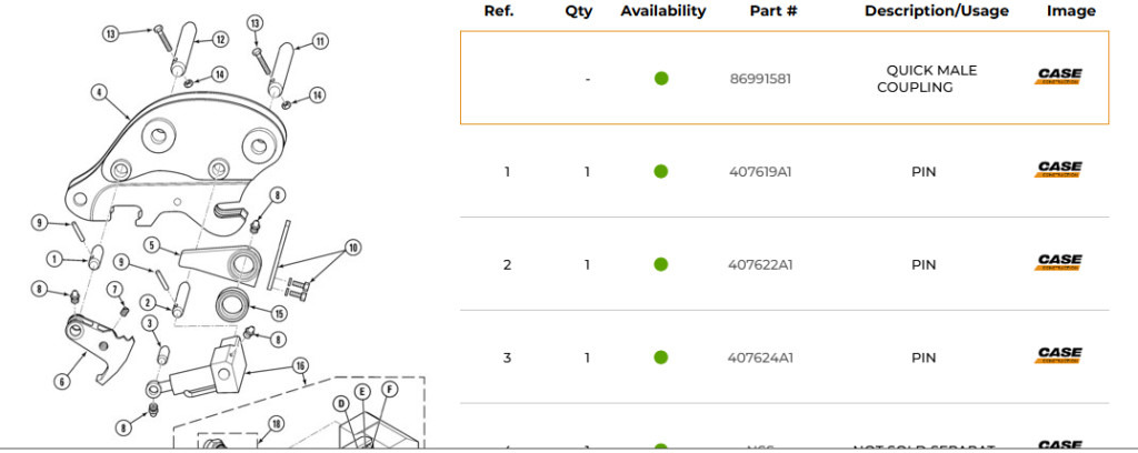 Case 86991581 - Quick coupler for Construction machinery: picture 1 Case 86991581 - Quick coupler for Construction machinery: picture 1