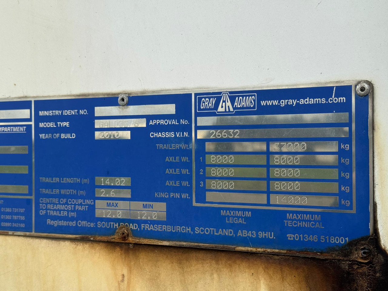 Gray and Adams 2010 Vector 1850 MT – D11 - Refrigerator semi-trailer: picture 5 Gray and Adams 2010 Vector 1850 MT – D11 - Refrigerator semi-trailer: picture 5