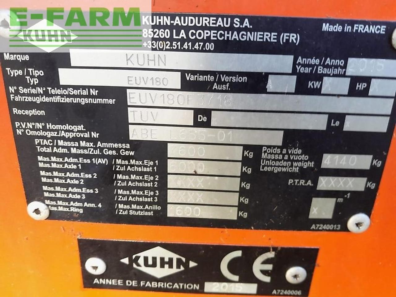 Kuhn euv180 - Livestock equipment: picture 4 Kuhn euv180 - Livestock equipment: picture 4