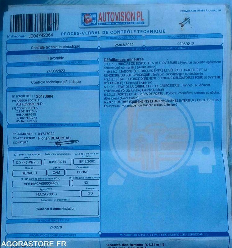 RENAULT MIDLUM 220.12 BENNE + GRUE - 2002 - 250000km - DD446PH - NE DEMARRE PAS - Truck: picture 5 RENAULT MIDLUM 220.12 BENNE + GRUE - 2002 - 250000km - DD446PH - NE DEMARRE PAS - Truck: picture 5