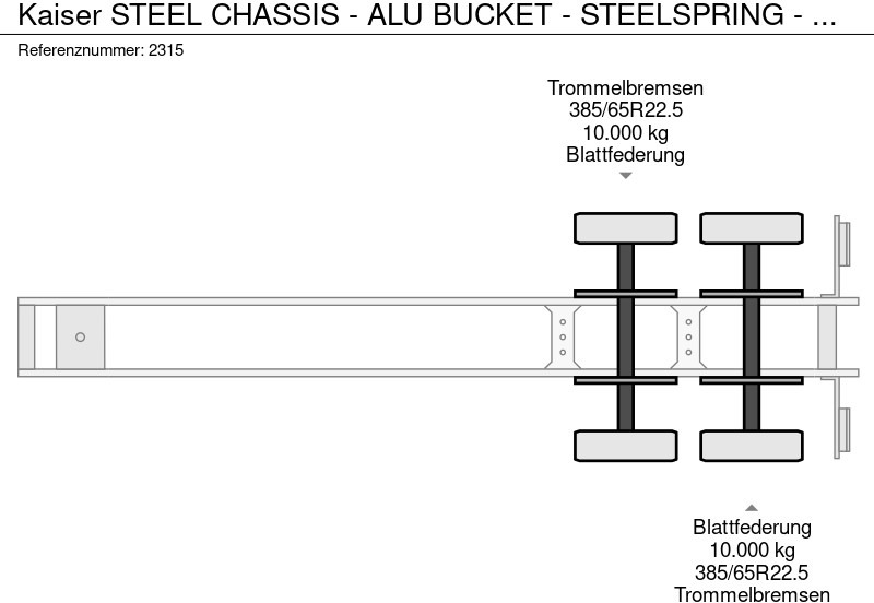 Tipper semi-trailer Kaiser STEEL CHASSIS - ALU BUCKET - STEELSPRING - DRUM BRAKES: picture 16