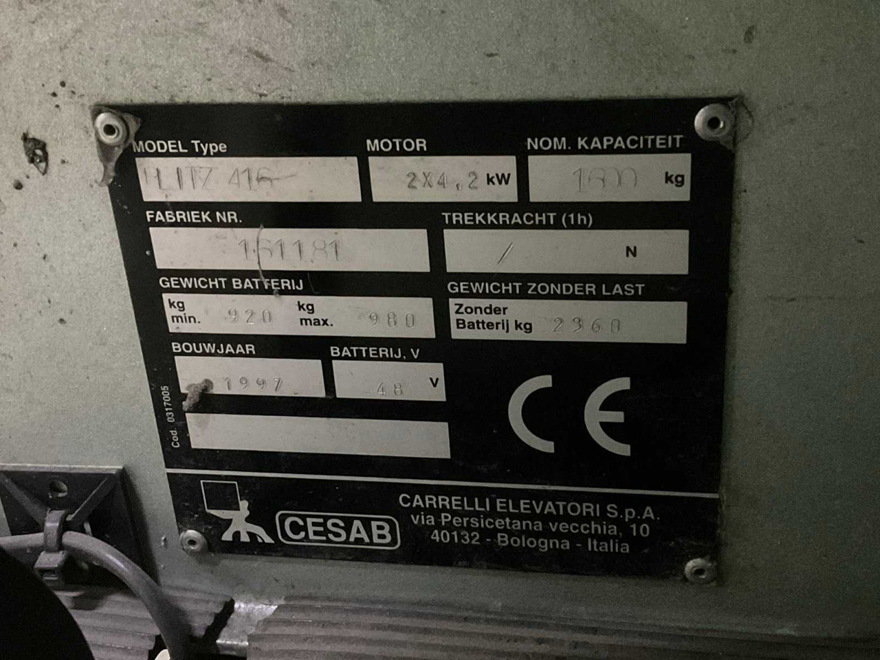 Forklift 1997 CESAB BLITZ 416 FORKLIFT: picture 16